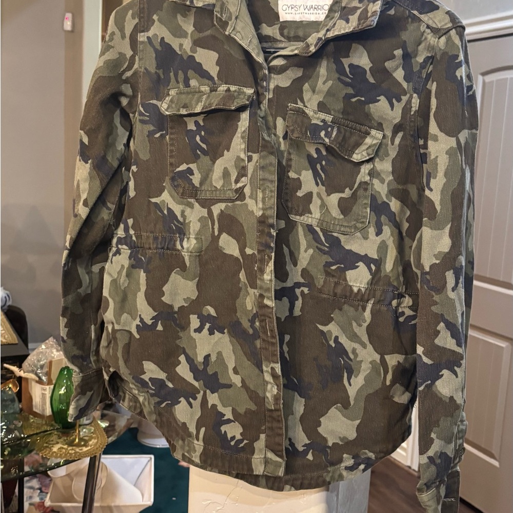 Gypsy Warrior Green Camouflage Shirt Jacket